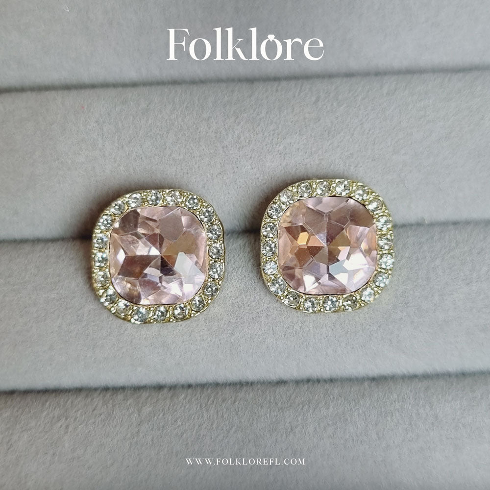 PINK CUBIC-ZIRCONIA EAR STUDS