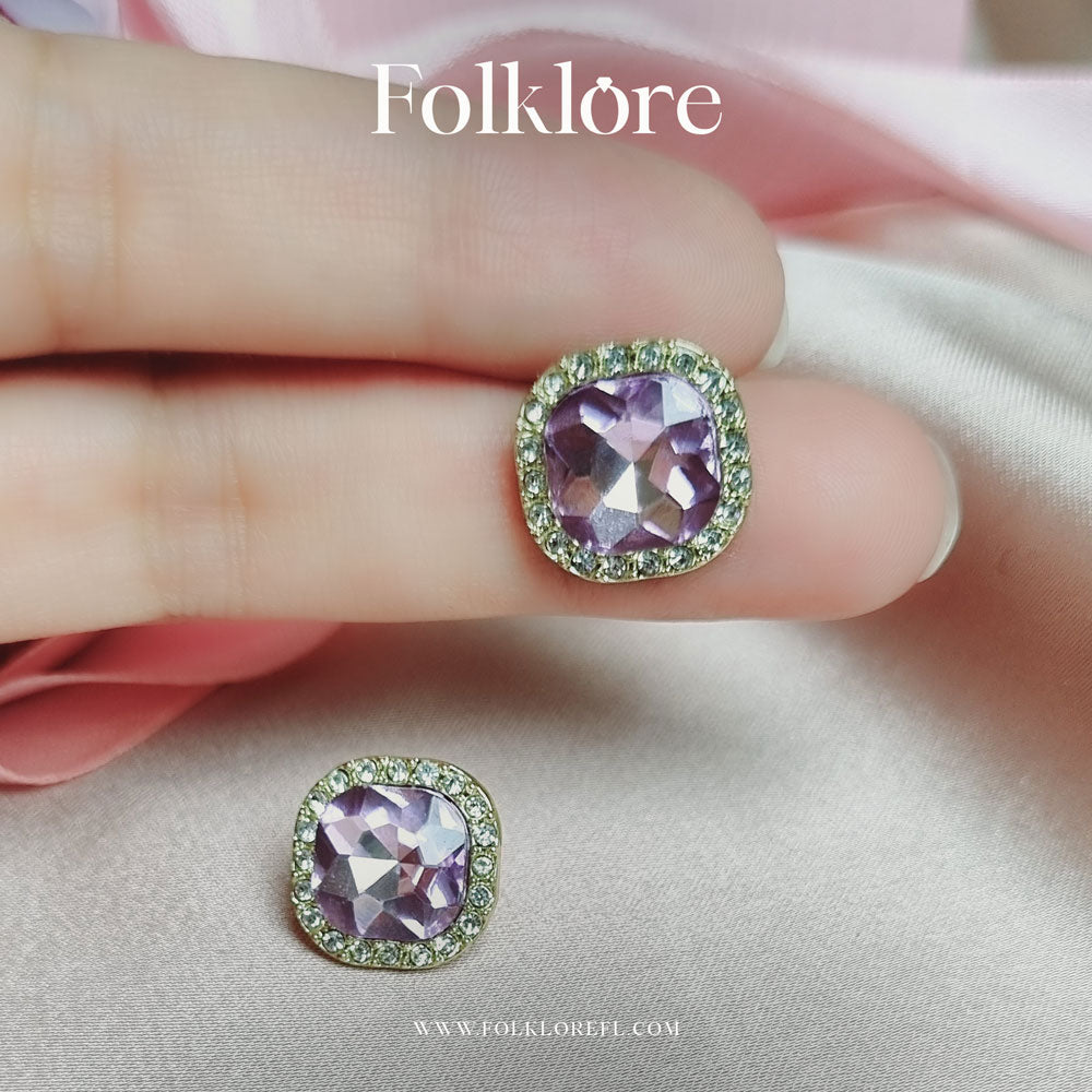 PURPLE CUBIC-ZIRCONIA EAR STUDS
