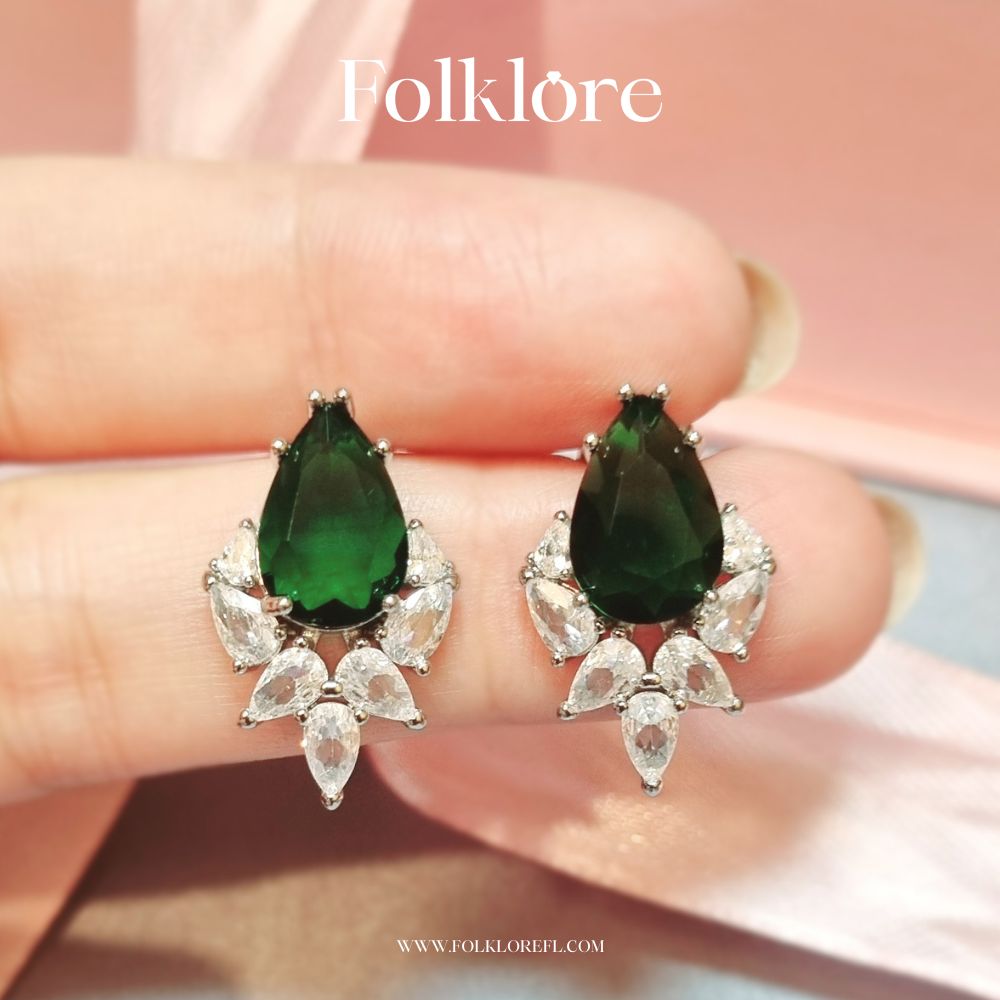 EMERALD CUBIC-ZIRCONIA STUDS