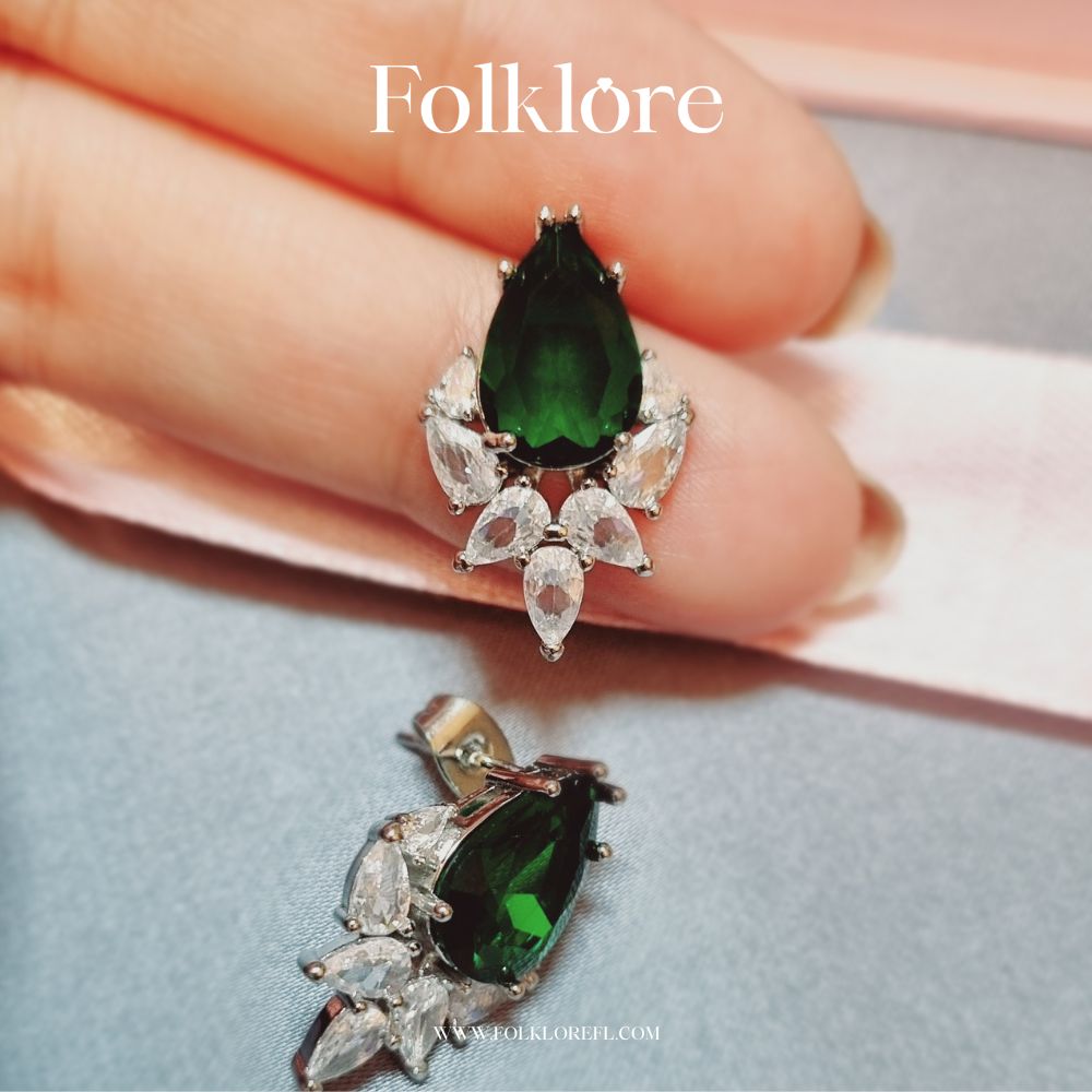 EMERALD CUBIC-ZIRCONIA STUDS