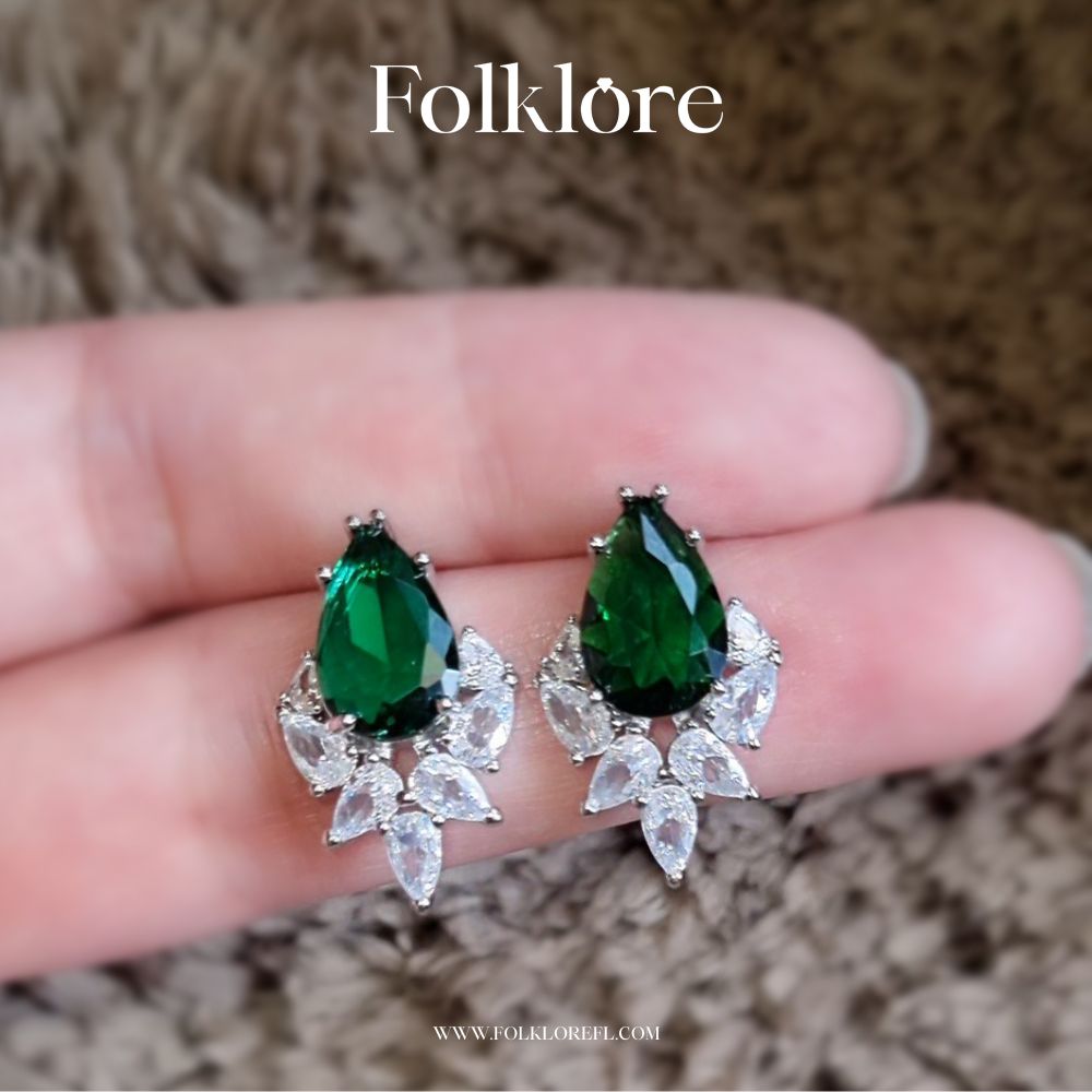 EMERALD CUBIC-ZIRCONIA STUDS