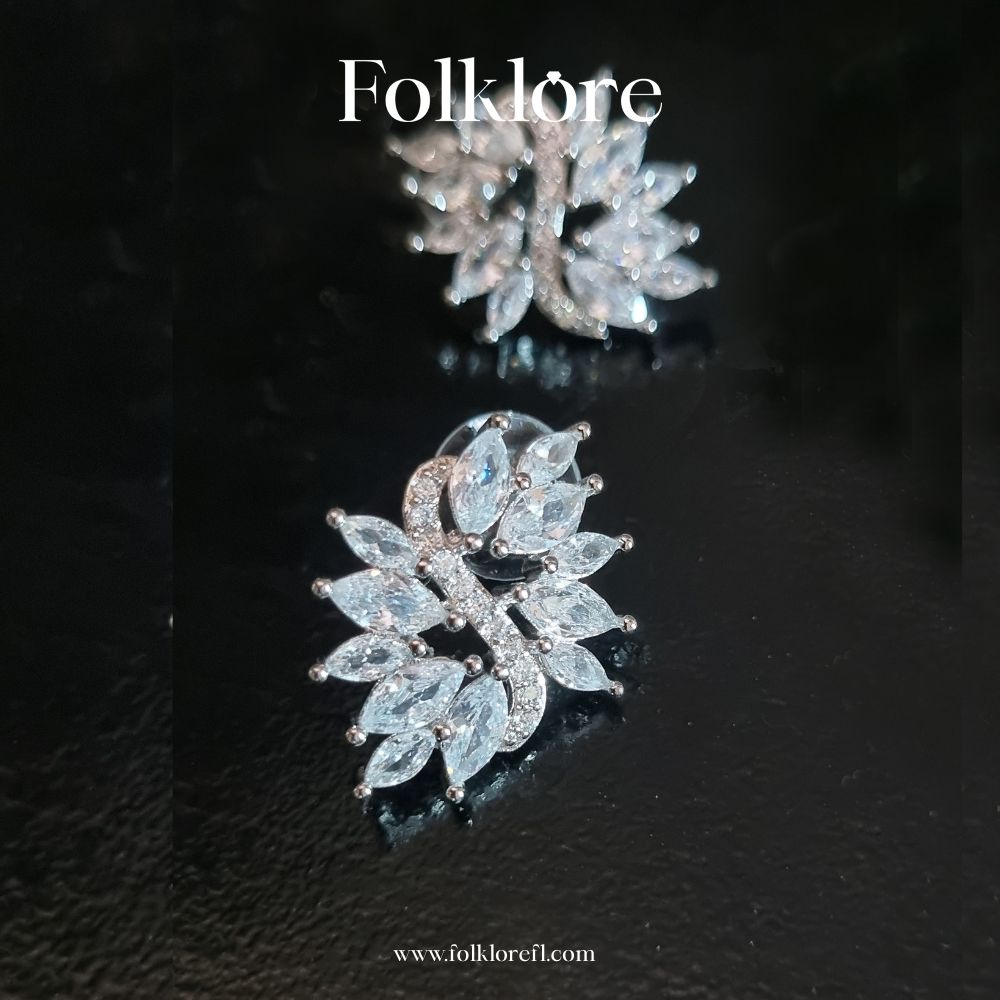SILVER-PLATED CUBIC-ZIRCONIA PRINCESS EARRINGS