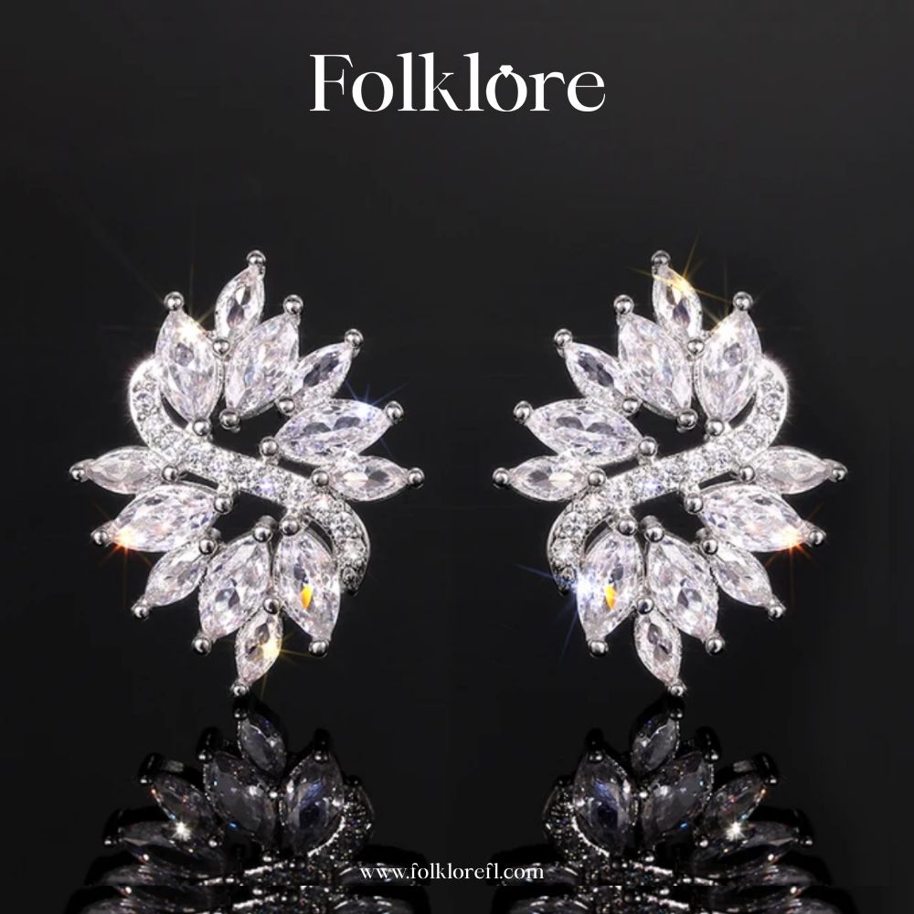 SILVER-PLATED CUBIC-ZIRCONIA PRINCESS EARRINGS