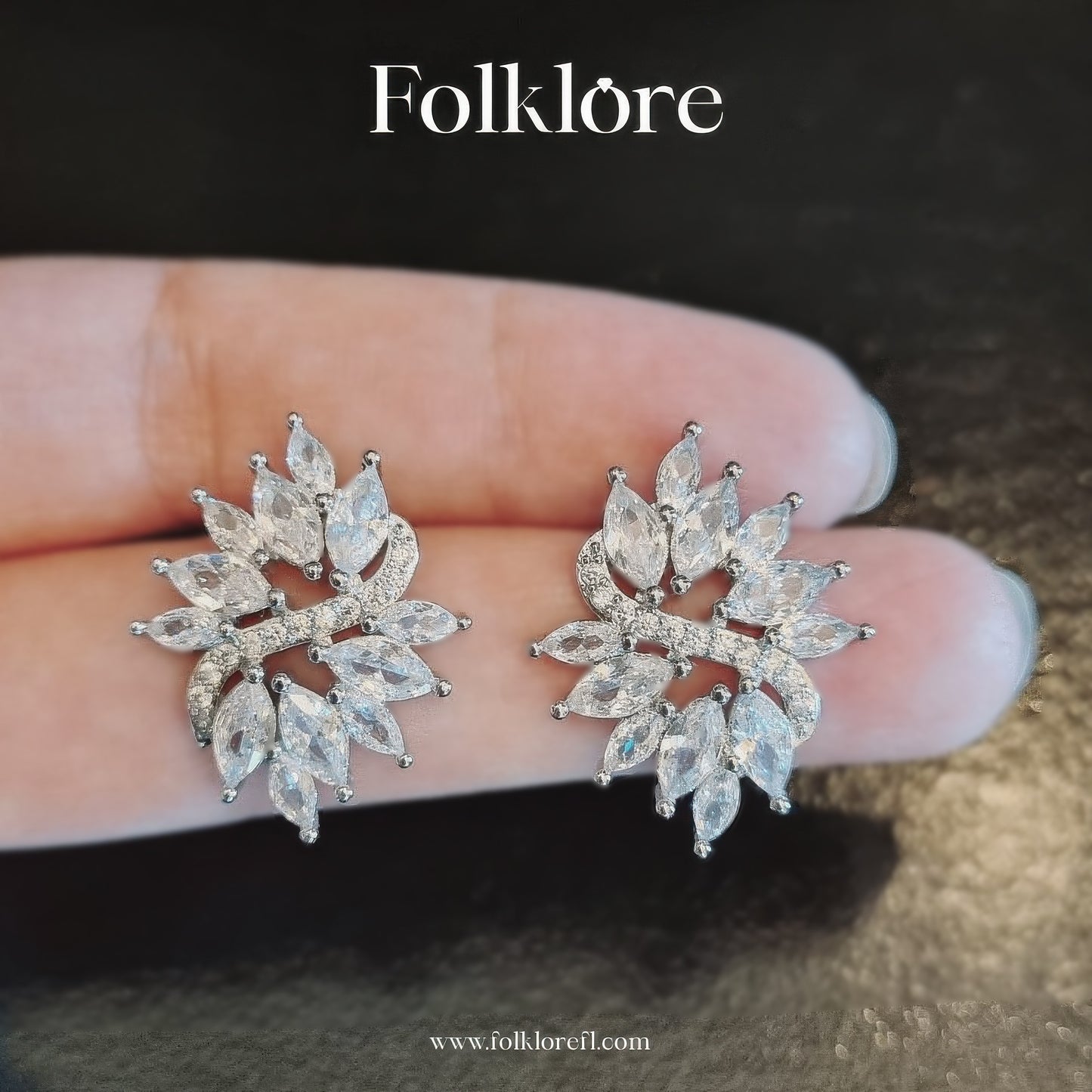 SILVER-PLATED CUBIC-ZIRCONIA PRINCESS EARRINGS