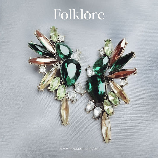 GREEN RHINESTONE EARRINGS