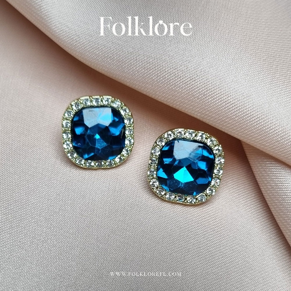 BLUE ZIRCONIA EAR STUDS
