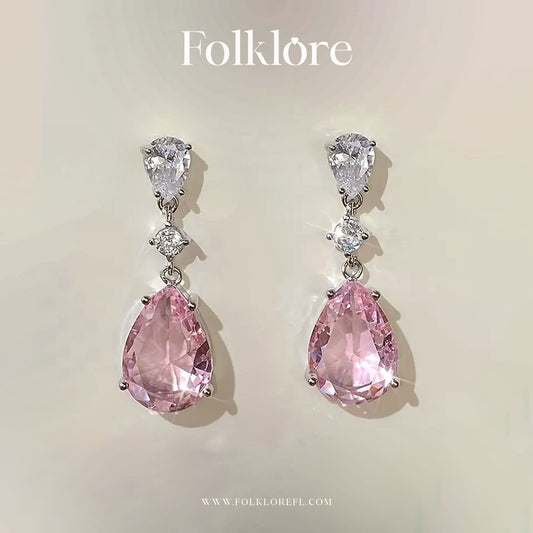 ZIRCONIA PINK TEARDROP EARRINGS