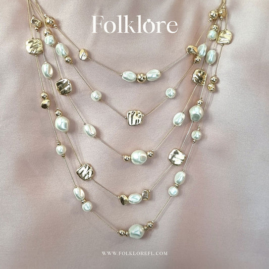 MULTI-LAYERED METAL-BEAD NECKLACE
