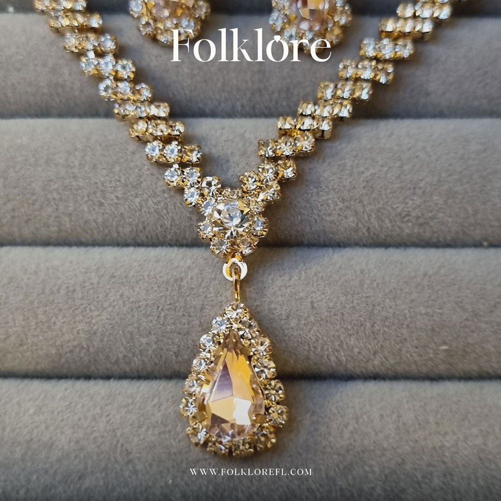 ZIRCONIA-CUBIC TEARDROP NECKLACE SET