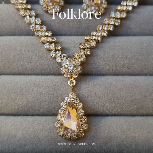 ZIRCONIA-CUBIC TEARDROP NECKLACE SET