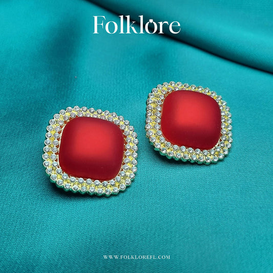 RED SQUARE STUDS