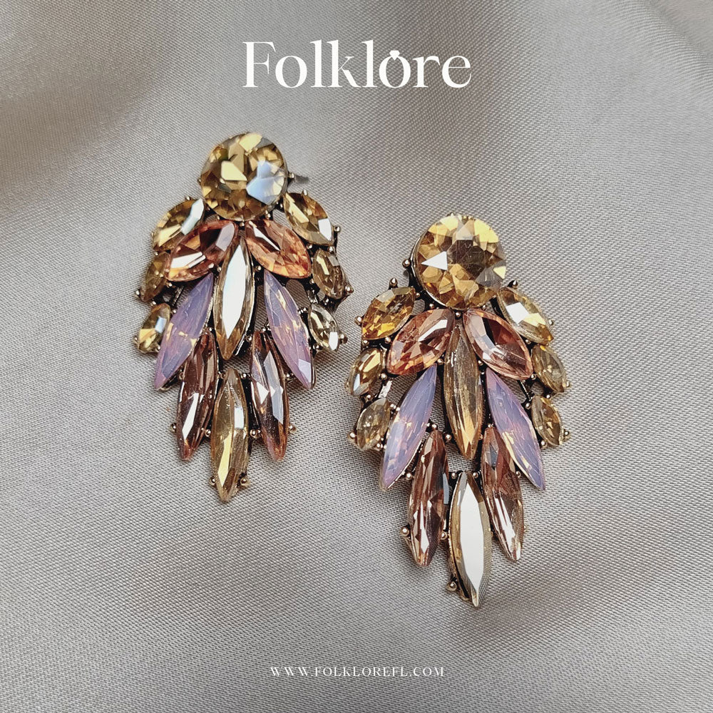 RHINESTONE AUTUMN LEAF EARRINGS