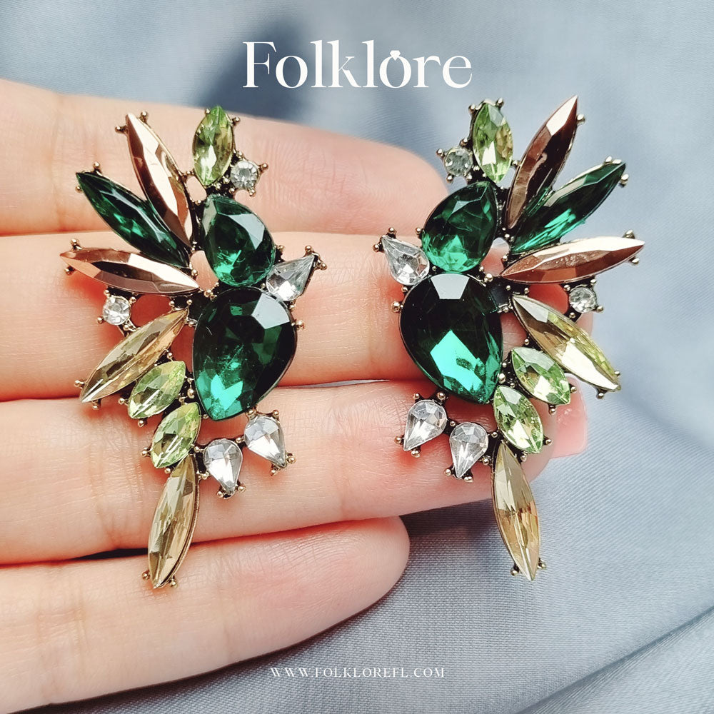GREEN RHINESTONE EARRINGS