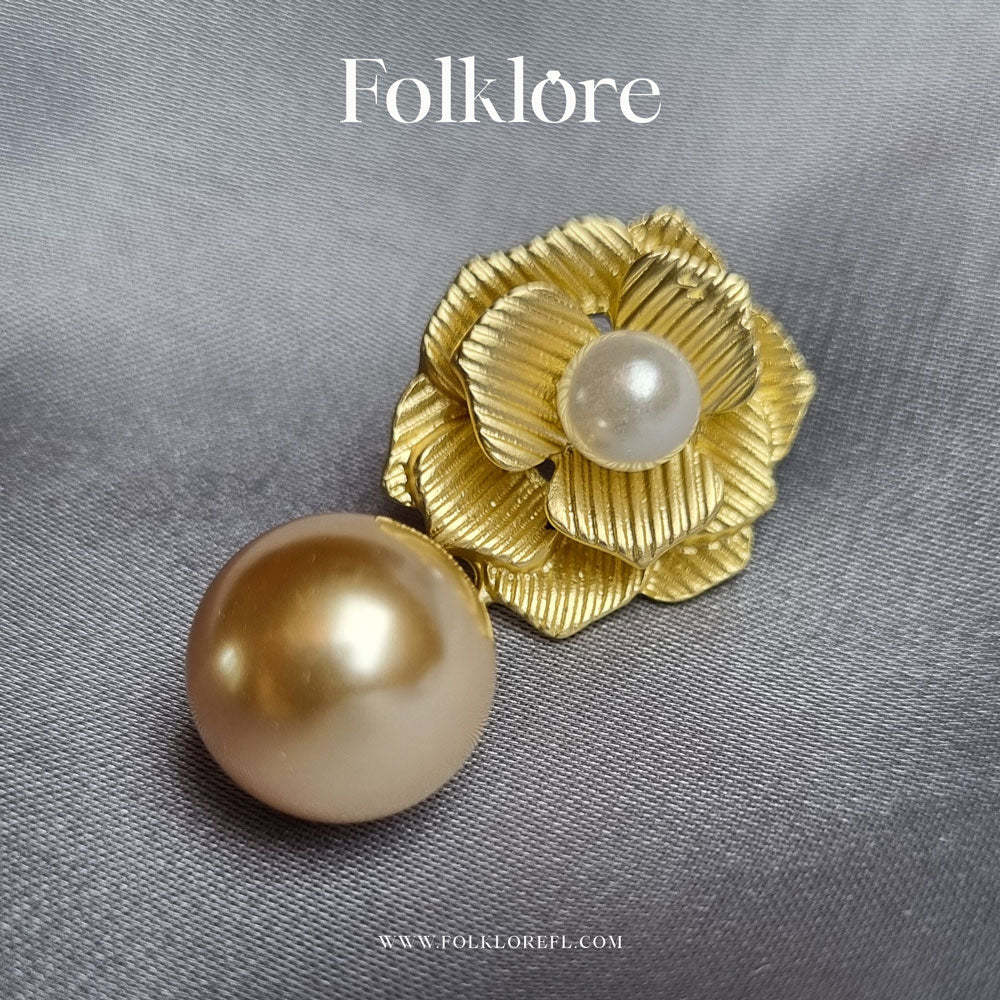 FRENCH ROSE PEARL DROP EARRINGS