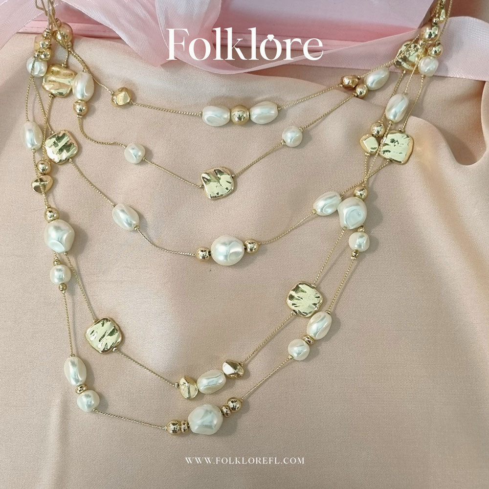 MULTI-LAYERED METAL-BEAD NECKLACE