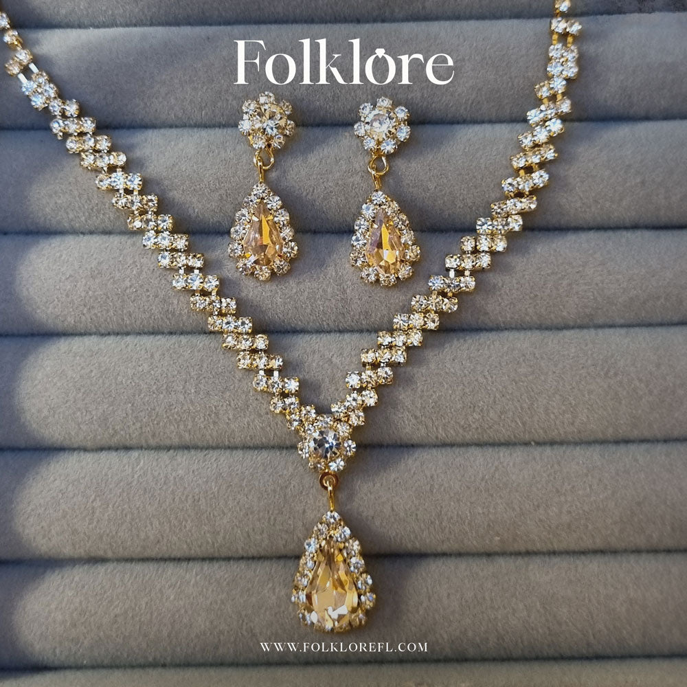 ZIRCONIA-CUBIC TEARDROP NECKLACE SET