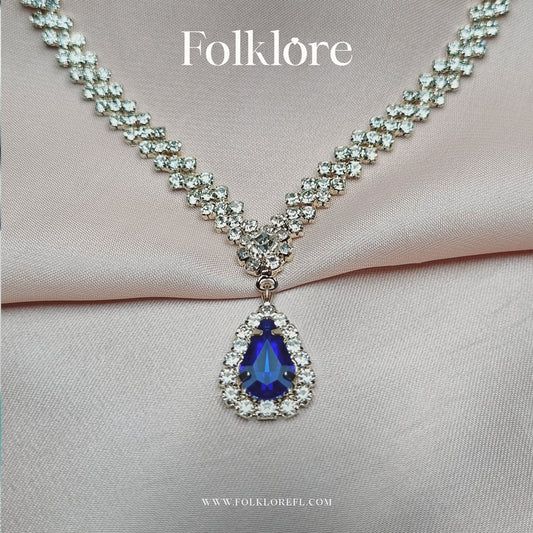 RHINESTONE ZIRCONIA TEARDROP NECKLACE SET