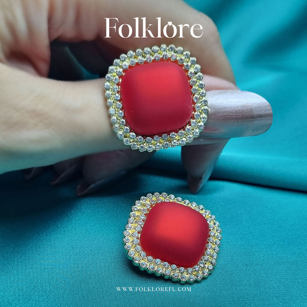 RED SQUARE STUDS