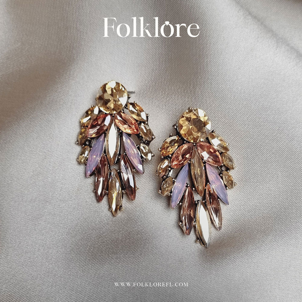 RHINESTONE AUTUMN LEAF EARRINGS