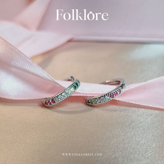 RAINBOW ZIRCON SMALL HUGGIE HOOP EARRINGS