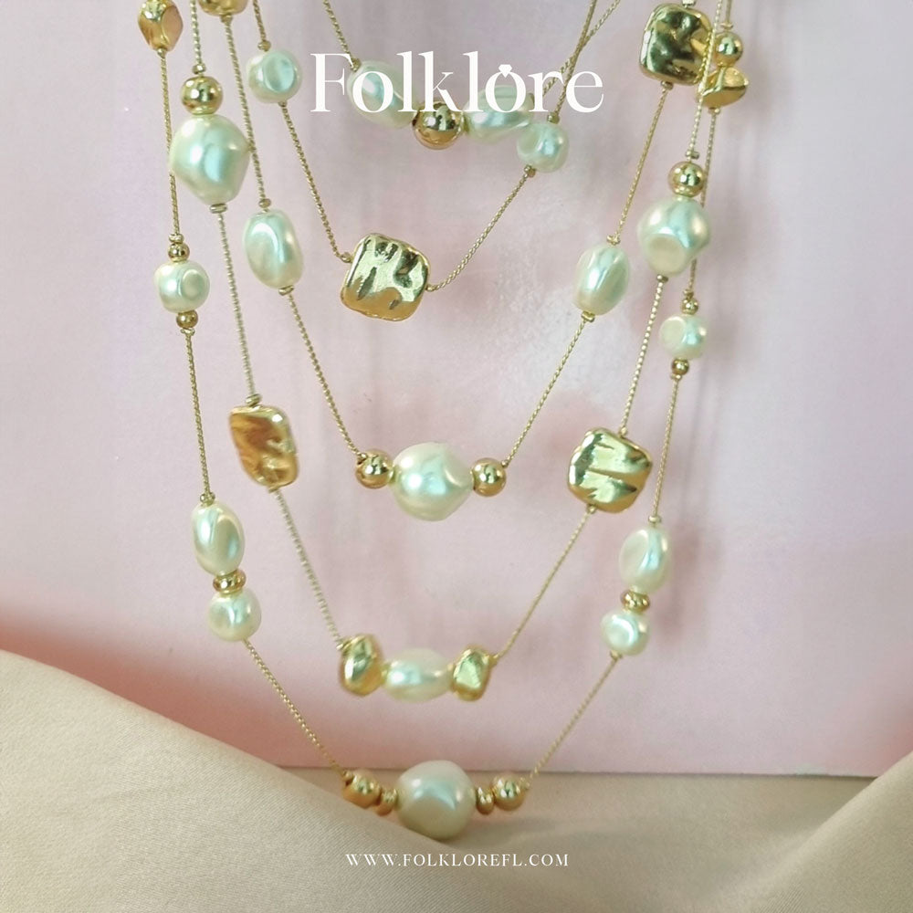 MULTI-LAYERED METAL-BEAD NECKLACE