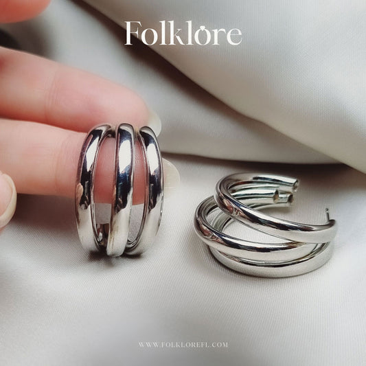 PIPE SILVER HOOPS
