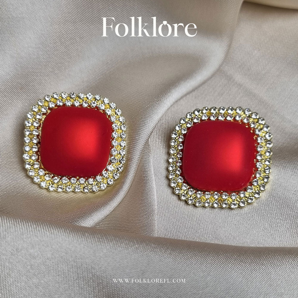 RED SQUARE STUDS
