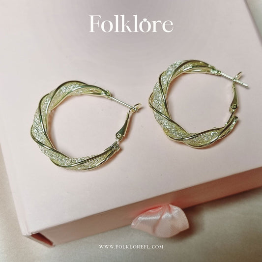 GOLD TWISTED HOOP EARRINGS