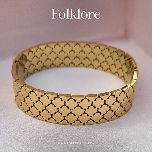 STAINLESS STEEL GOLD HANDCUFF BRACELET