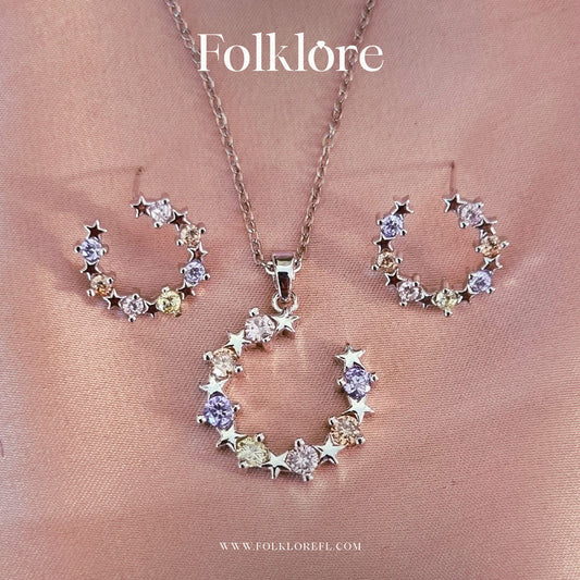 ZIRCONIA MULTICOLOR NECKLACE AND EARRINGS SET