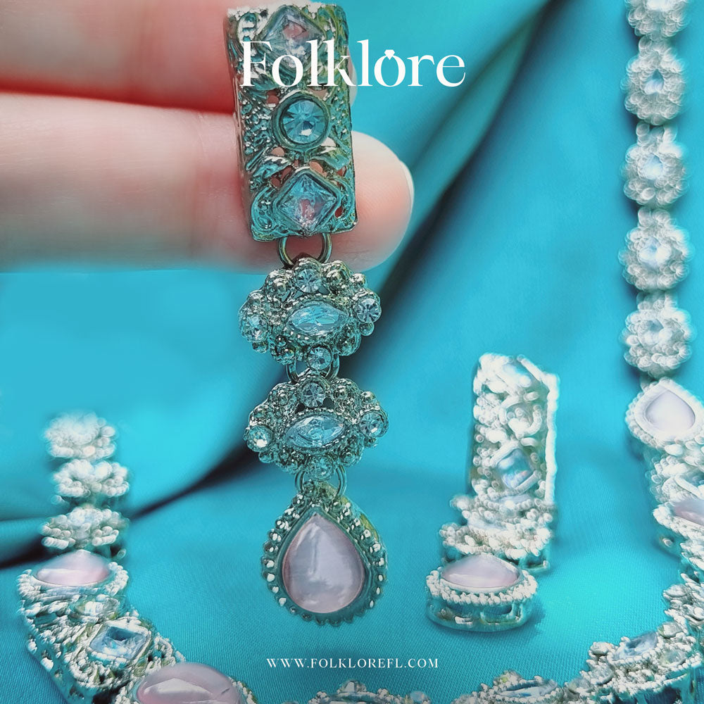 EGYPTIAN STYLE ZIRCONIA NECKLACE SET PINK