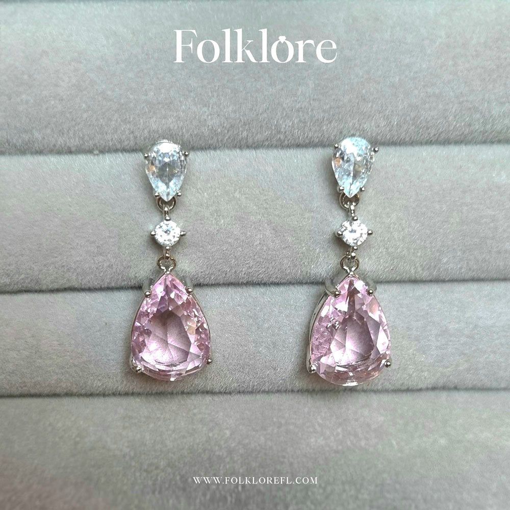 ZIRCONIA PINK TEARDROP EARRINGS