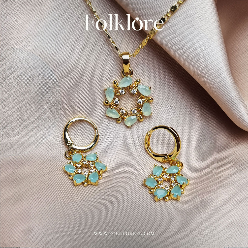 FLORAL ZIRCONIA NECKLACE SET