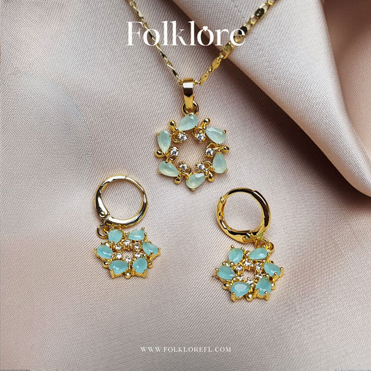 FLORAL ZIRCONIA NECKLACE SET