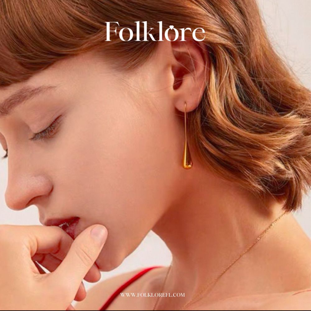 WATERPROOF METAL TEARDROP DANGLE EARRINGS