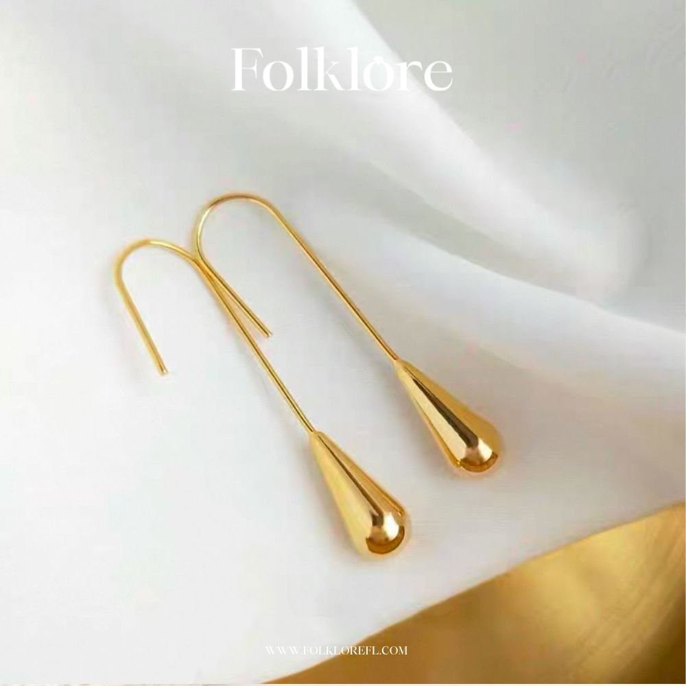 WATERPROOF METAL TEARDROP DANGLE EARRINGS
