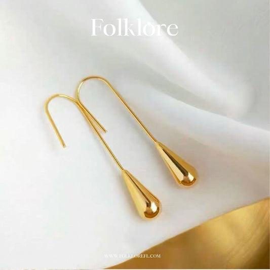 WATERPROOF METAL TEARDROP DANGLE EARRINGS