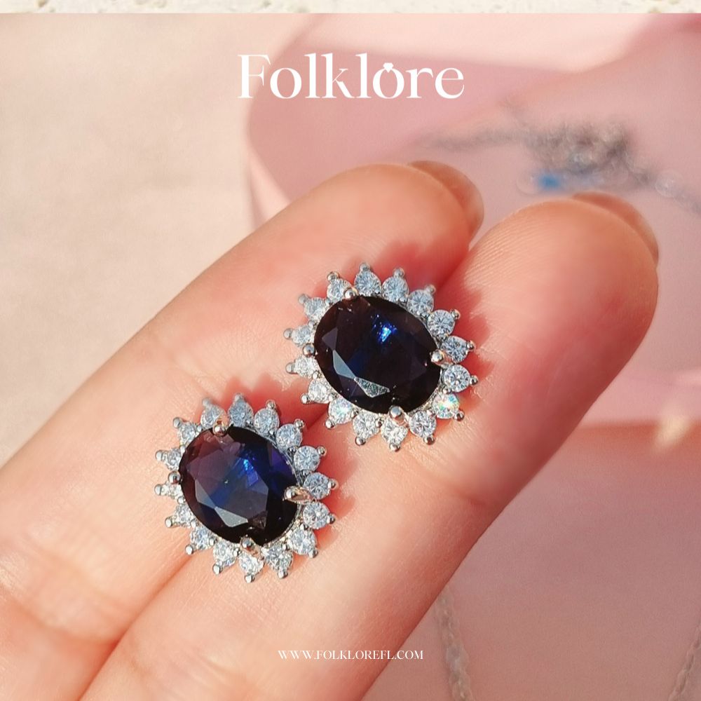 ROYAL BLUE CUBIC-ZIRCONIA NECKLACE SET