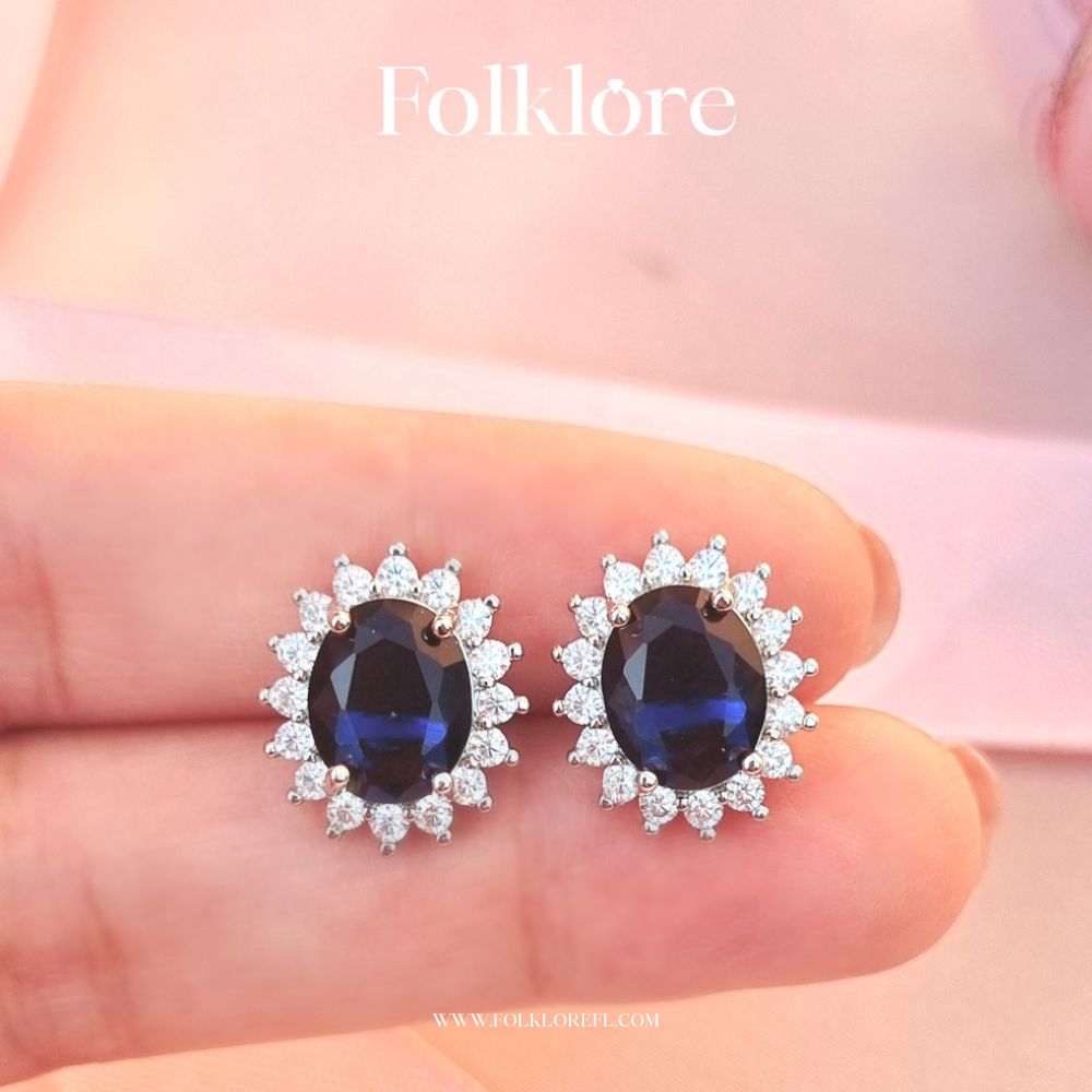 ROYAL BLUE CUBIC-ZIRCONIA NECKLACE SET
