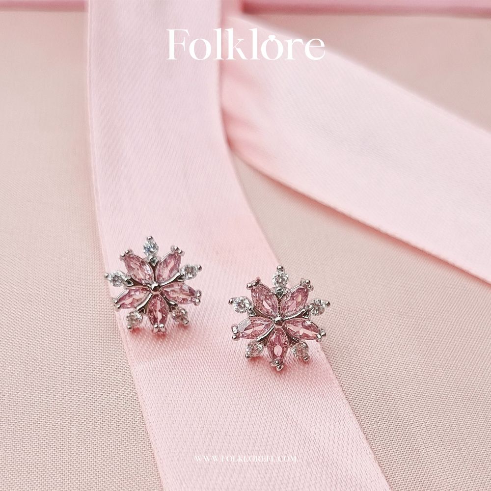 PINK ZIRCONIA FLOWER STUDS