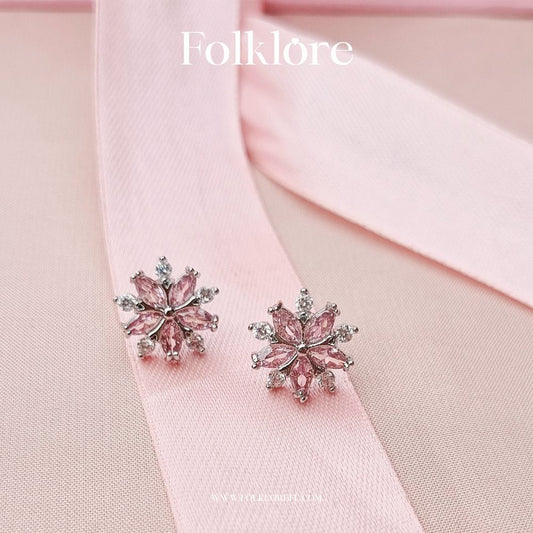 PINK ZIRCONIA FLOWER STUDS