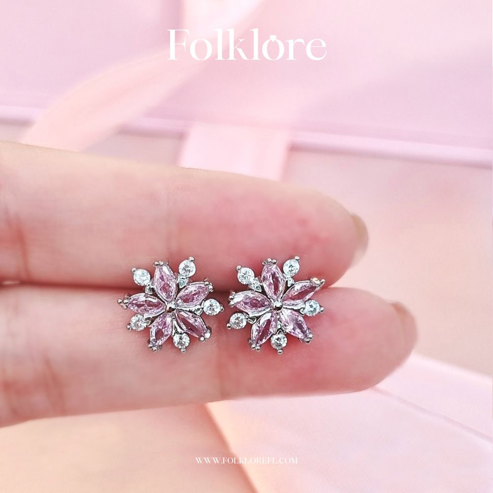 PINK ZIRCONIA FLOWER STUDS