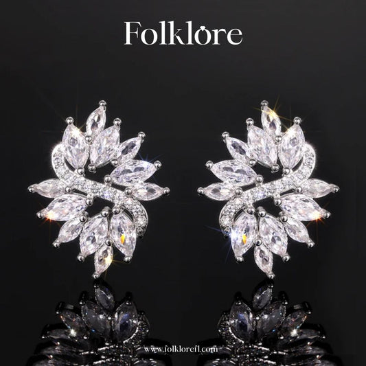 SILVER-PLATED CUBIC-ZIRCONIA PRINCESS EARRINGS