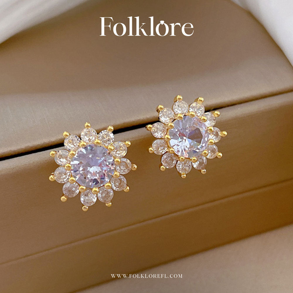 SUNFLOWER CUBIC-ZIRCONIA STUDS