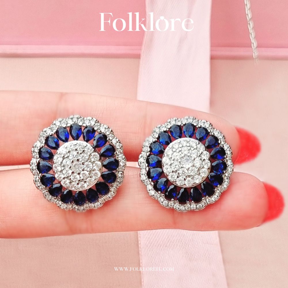 ZIRCONIA BLUE SILVER NECKLACE SET