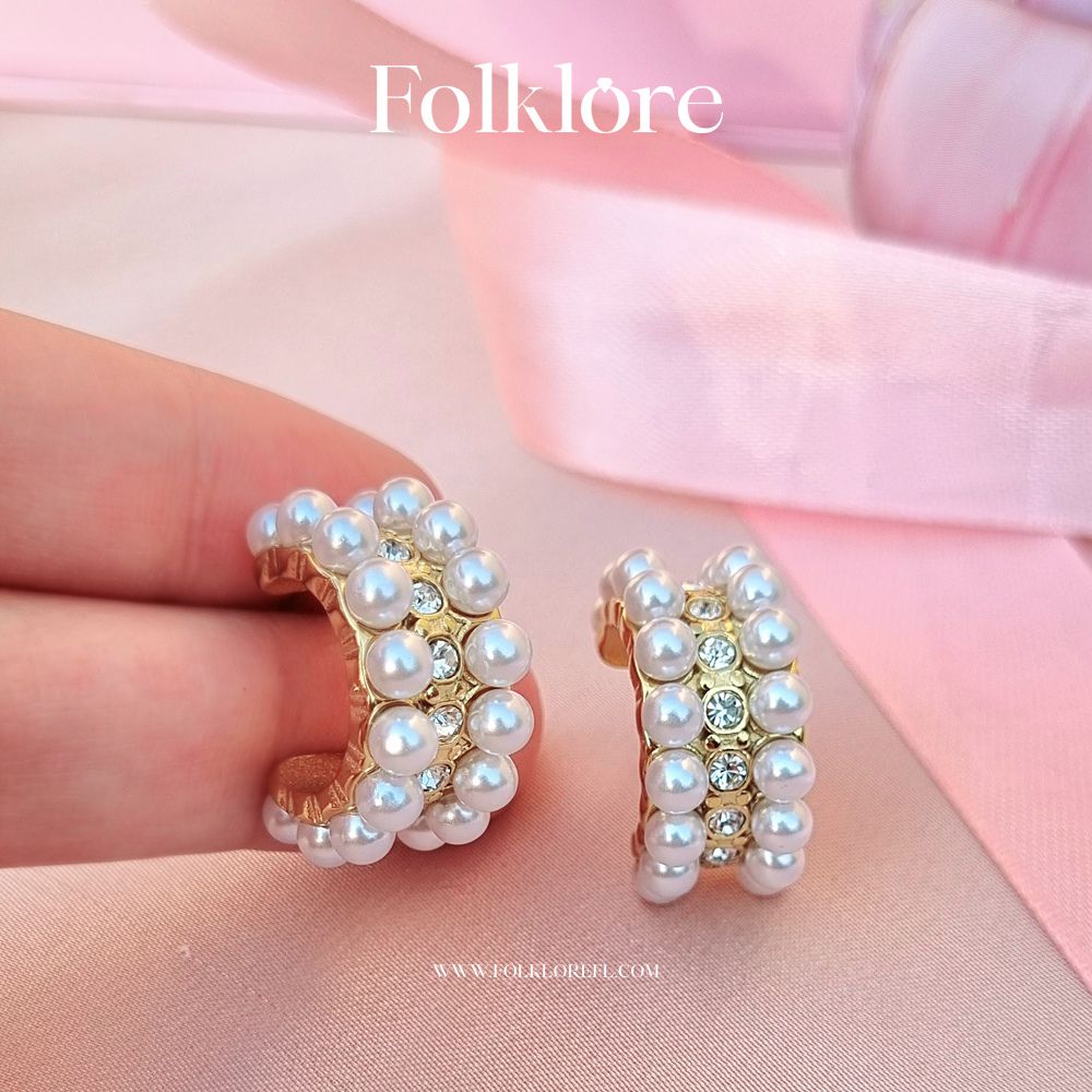 PEARL-ZIRCONIA HUGGIE EARRINGS